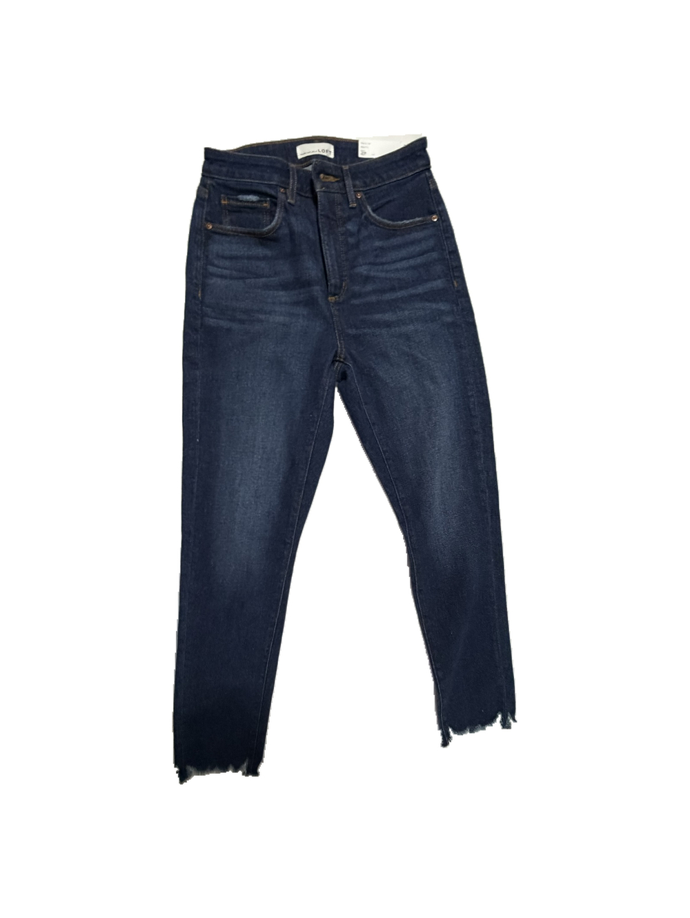 LOFT Curvy Skinny High Rise Jeans 27/4 Dark Blue Raw Hem